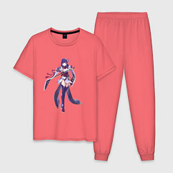 Пижама хлопковая мужская Сёгун Райден наготове, цвет: коралловый