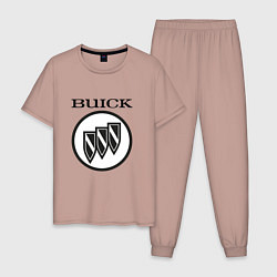 Пижама хлопковая мужская Buick Black and White Logo, цвет: пыльно-розовый