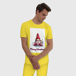Пижама хлопковая мужская Рождественский гномик, цвет: желтый — фото 2