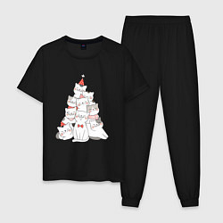 Пижама хлопковая мужская НОВОГОДНЯЯ ЕЛКА ИЗ КОТОВ, цвет: черный