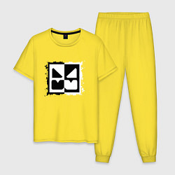 Пижама хлопковая мужская GEOMETRY DASH BLACK WHITE, цвет: желтый
