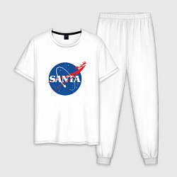 Пижама хлопковая мужская S A N T A NASA, цвет: белый