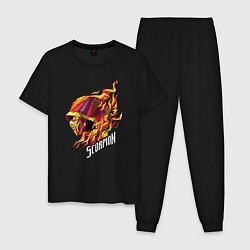 Пижама хлопковая мужская Скорпион Мортал Комбат, цвет: черный
