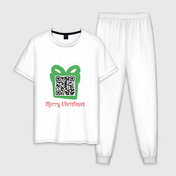 Пижама хлопковая мужская QR Christmas, цвет: белый
