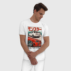 Пижама хлопковая мужская Nissan Skyline Ниссан Скайлайн, цвет: белый — фото 2