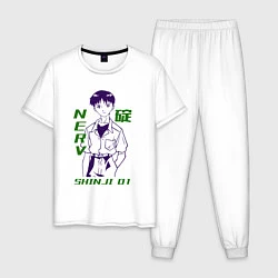 Пижама хлопковая мужская Синдзи Юнит 01, цвет: белый