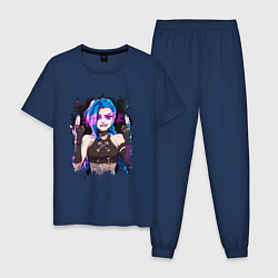 Пижама хлопковая мужская JINX SHOOT ARCANE LOL, цвет: тёмно-синий