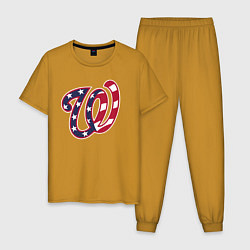 Пижама хлопковая мужская Washington Nationals - baseball team, цвет: горчичный