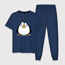 Пижама хлопковая мужская Глазастый пингвин, цвет: тёмно-синий
