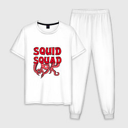 Пижама хлопковая мужская Squid Squad, цвет: белый