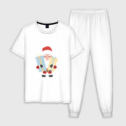 Пижама хлопковая мужская Подарки от дедушки, цвет: белый