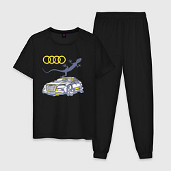 Пижама хлопковая мужская Audi Quattro - зачётное точило!, цвет: черный