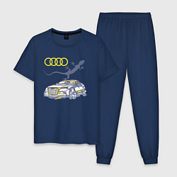 Пижама хлопковая мужская Audi Quattro - зачётное точило!, цвет: тёмно-синий