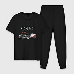 Пижама хлопковая мужская Ауди - автоспорт концепт эскиз, цвет: черный