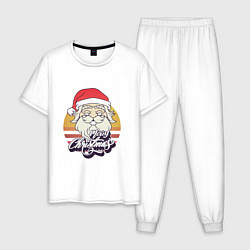 Пижама хлопковая мужская Лого Дед Мороза, цвет: белый