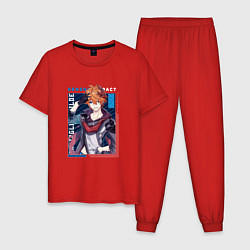 Пижама хлопковая мужская Тарталья Tartaglia, Genshin Impact Геншин импакт, цвет: красный