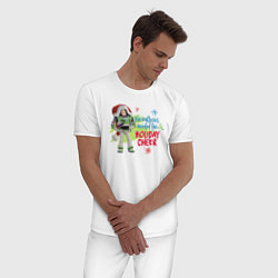 Пижама хлопковая мужская Buzz Holiday Cheer, цвет: белый — фото 2