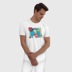 Пижама хлопковая мужская Donald Duck Holiday, цвет: белый — фото 2