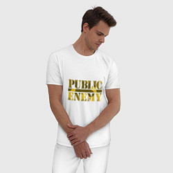 Пижама хлопковая мужская Public Enemy Rap, цвет: белый — фото 2