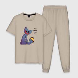 Пижама хлопковая мужская Poppy Playtime записка, цвет: миндальный