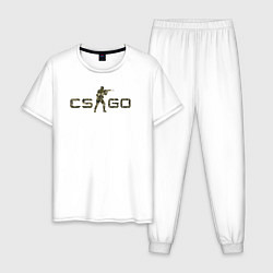 Пижама хлопковая мужская Лого камуфляж, цвет: белый