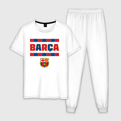 Пижама хлопковая мужская Barcelona FC ФК Барселона, цвет: белый