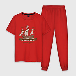 Пижама хлопковая мужская Корабль Columbus, цвет: красный