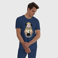 Пижама хлопковая мужская Современная матрешка, цвет: тёмно-синий — фото 2