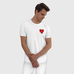 Пижама хлопковая мужская Сердечко смайлик, цвет: белый — фото 2