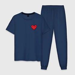 Пижама хлопковая мужская Сердечко смайлик, цвет: тёмно-синий
