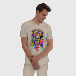Пижама хлопковая мужская Lion dreaD, цвет: миндальный — фото 2