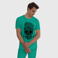 Пижама хлопковая мужская Skull hipster, цвет: зеленый — фото 2