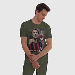 Пижама хлопковая мужская Paolo Cesare Maldini - Milan, captain, цвет: меланж-хаки — фото 2