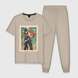 Пижама хлопковая мужская Jett art, цвет: миндальный