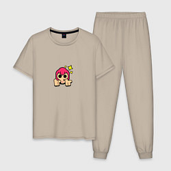 Пижама хлопковая мужская Значок на Кольта Пины Бравл Старс Brawl Stars Spec, цвет: миндальный