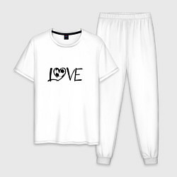Пижама хлопковая мужская День святого Валентина футбольная любовь, цвет: белый