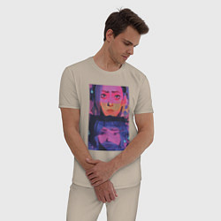 Пижама хлопковая мужская Аркейн эксклюзивный дизайн 2022, цвет: миндальный — фото 2