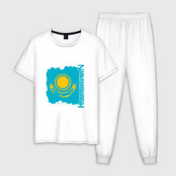 Пижама хлопковая мужская Kazakhstan Sun, цвет: белый