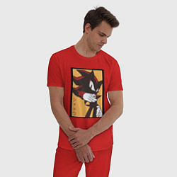 Пижама хлопковая мужская Ёж Шэдоу 006, цвет: красный — фото 2