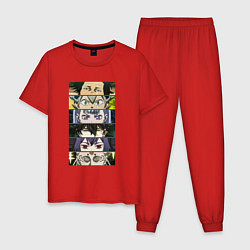 Пижама хлопковая мужская Чнерный Клевер Black Clover, персонажи, цвет: красный