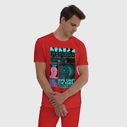 Пижама хлопковая мужская Pepega и мемы Пиксель арт, цвет: красный — фото 2