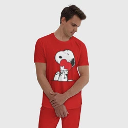 Пижама хлопковая мужская Моё сердечко!, цвет: красный — фото 2