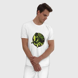 Пижама хлопковая мужская Снейк в джунглях, цвет: белый — фото 2