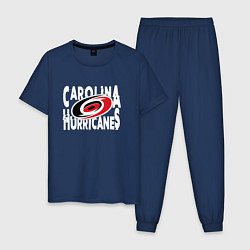 Пижама хлопковая мужская Каролина Харрикейнз, Carolina Hurricanes, цвет: тёмно-синий