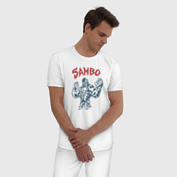 Пижама хлопковая мужская Самбо горилла в ярости, цвет: белый — фото 2