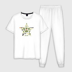 Пижама хлопковая мужская Милитари набор, цвет: белый