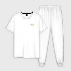 Пижама хлопковая мужская Bully Logo спина, цвет: белый