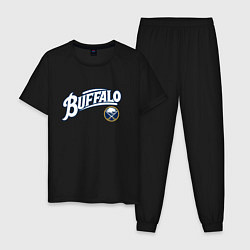 Пижама хлопковая мужская Баффало Сейберз , Buffalo Sabres, цвет: черный