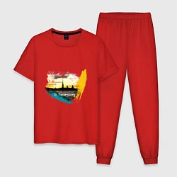 Пижама хлопковая мужская Санкт-Петербург St Petersburg, цвет: красный