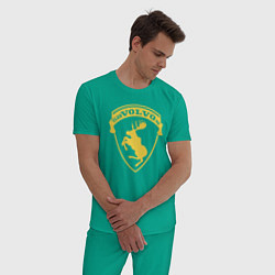 Пижама хлопковая мужская VOLVO логотип жёлтый, цвет: зеленый — фото 2